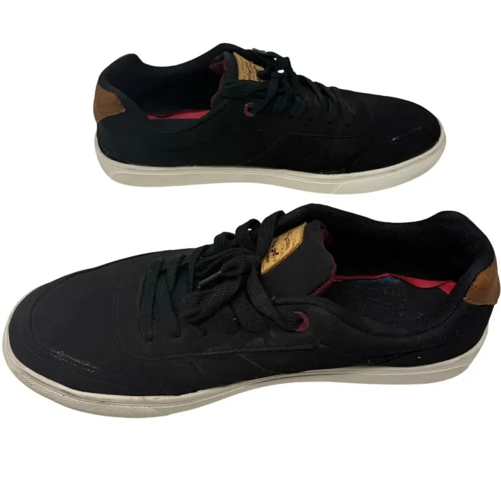 Levi’s Men’s 13 Shoes Black Sneakers Brown Heel Casual Low Top